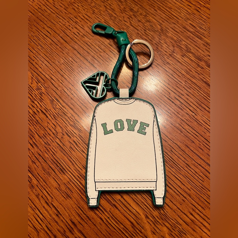Tory Burch Sport keychain/bag charm.  White & green